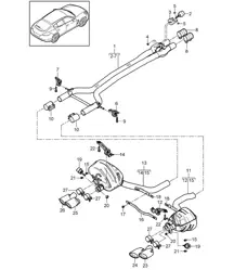 Sistema de escape / Versión deportiva / Silenciador delantero / Silenciador trasero (PR:176,XLF) Panamera 970 (G1) 2014>>