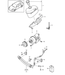 Dirección asistida / Bomba tándem / Depósito de aceite / Manguera de presión / - PDCC - (Modelo: CWAA,CXNA, CXPA,CXRA, CXR,CWBA, CWB,CWCA, CWC,CWDA, CWD,CWFA, CWF+ PR:351,355) Panamera 970 ( G1) 3.0L/3.6L/4.8L 2014>>