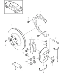 Disc brake /  Rear axle (Model: 4820,4840, CGEA,CGE, CGFA) Panamera 970 (G1) 4.8L / 3.0L HYBRID >>2013