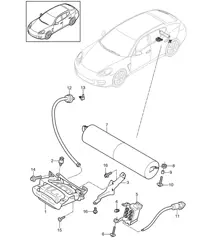 Suspensión adaptativa / Compresor / Acumulador de presión / Sensor de acelerador (PR:350,351, 354,355) Panamera  