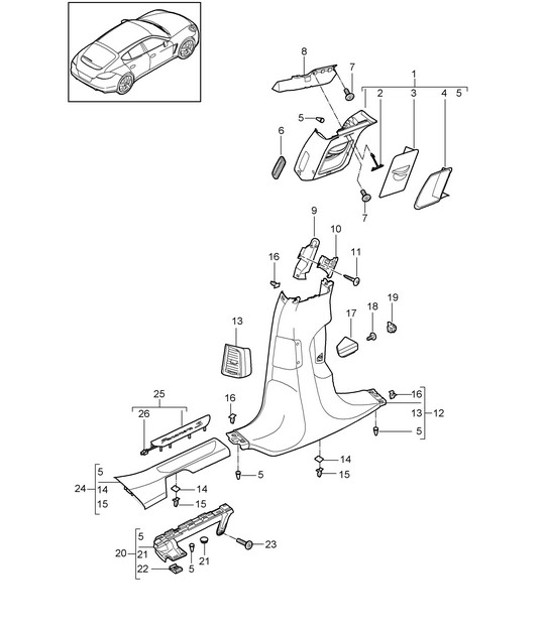Diagram 807-025 Porsche Panamera 970 MK1 (2009-2013) Body