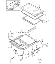 Toit ouvrant (PR:650, toit coulissant électrique) Panamera 970 (G1) 2010-16