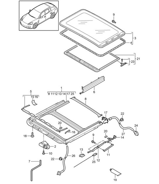 Diagram 811-000 Porsche 993 (911) (1994-1998) Body