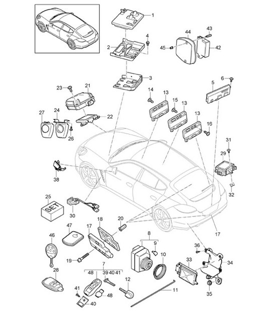 Diagram 901-004 Porsche Macan (95B) MK1 (2014-2018) Materiale elettrico