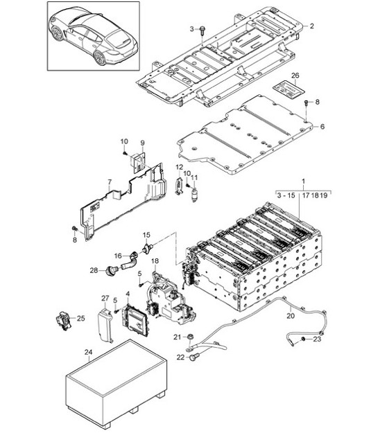 Diagram 901-045 Porsche Panamera Turbo V8 Executive Electrical equipment