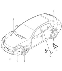 Cableado / paragolpes / maletero DELANTERO / capó / sistema de frenos antibloqueo. -abs- / indicador desgaste de pastillas de freno / Eje delantero / Mando de bloqueo / PDCC / Eje trasero Panamera 970 (G1) 2010-16