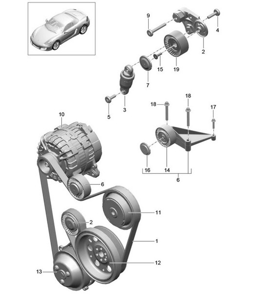 Diagram 101-010 Porsche 996 C4 3.4L 1997-08/01 Engine