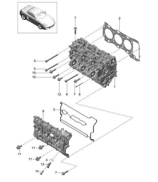 Diagram 103-000 Porsche Macan GTS benzina 3.0L V6 360Bhp Motore