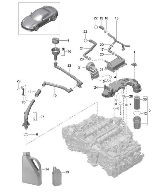 Diagram 104-005 Porsche 914 (1970-1976) Motor