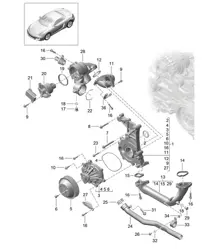 Coolant pump / Thermostat housing 981 Boxster / Boxster S 2012-16