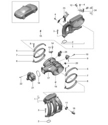 Distribuidor de aire de admisión / Adaptador válvula de mariposa 981 Boxster / Boxster S 2012-16 Distribuidor de aire de admisión / Adaptador válvula de mariposa 981 Boxster / Boxster S 2012-16