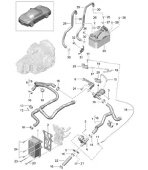 - PDK - Versnellingsbak / Warmtewisselaar / Olieleiding / Waterleiding (Model: CG205,CG225) 981 Boxster / Boxster S 2012-16