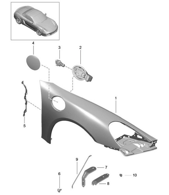 Diagram 801-040 Porsche Cayenne S V6 3.0L Hybrid 380PS Karosserie