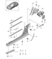 Längsträgerverkleidung und Belüftung / Motorraum 981 Boxster / Boxster S 2012-16