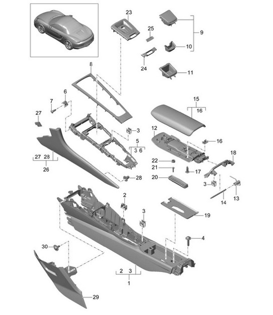 Diagram 809-020 Porsche Boxster 986/987/981 (1997-2016) Carrozzeria