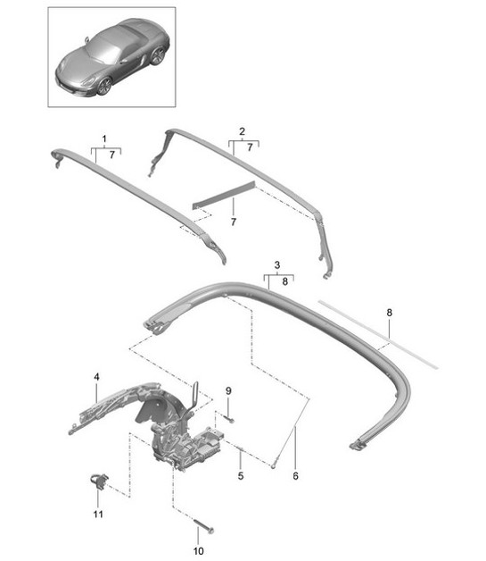 Diagram 811-010 Porsche Cayenne 9PA (955) 2003-2006 Body
