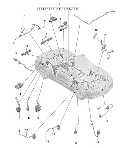Diagram 902-010 Porsche Boxster 986/987/981 (1997-2016) Electrical equipment