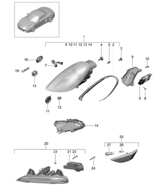 Diagram 905-001 Porsche Macan Petrol 2.0L V4 237Bhp Electrical equipment