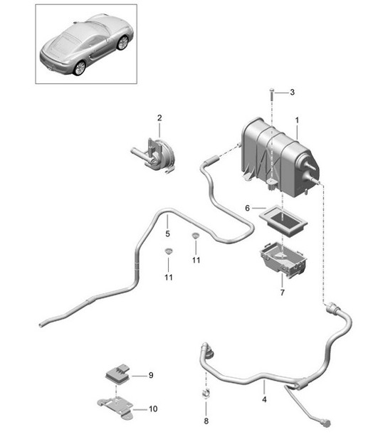 Diagram 201-020 Porsche 991 (911) MK2 2016-2018 Système de carburant, système d'échappement