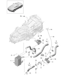 Handgeschakelde versnellingsbak / warmtewisselaar / olieleiding / waterleiding (model: G8100,G8120) 981C Cayman / Cayman S 2014-16