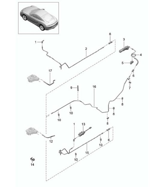 Diagram 702-008 Porsche 996 C4 3.4L 1997-08/01 Sistema a leva manuale, gruppo pedali 