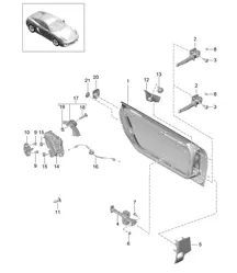 Türschale / Einbauteile / Türschloss 981C Cayman / Cayman S 2014-16