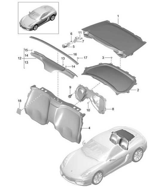 Linings / Engine bay 981C Cayman / Cayman S 2014-16