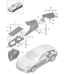 衬里/发动机舱 - 侧后 - 981C Cayman / Cayman S 2014-16