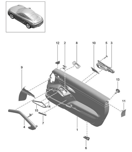 Door panel / Accessories / Leather (PR:981,812, 788)  981C Cayman / Cayman S 2014-16