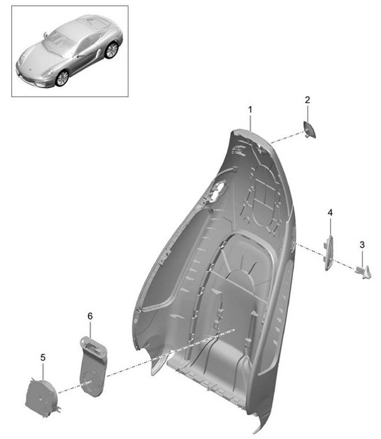 Backrest shell / sports seat / Accessories 981C Cayman / Cayman S 2014-16