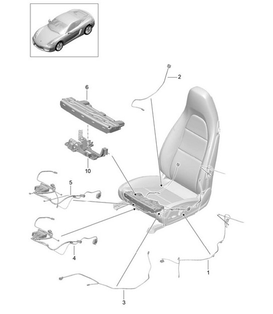 Wiring looms / Switch / Control unit / Electric motor / sports seat 981C Cayman / Cayman S 2014-16