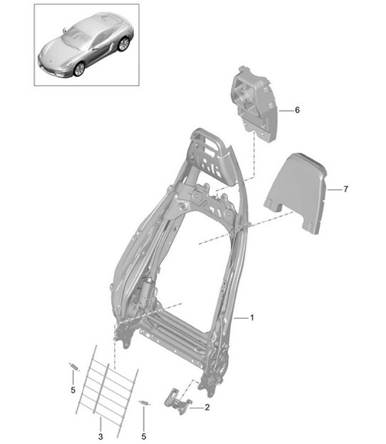 Backrest frame / Sports seat Plus / Accessories  981C Cayman / Cayman S 2014-16