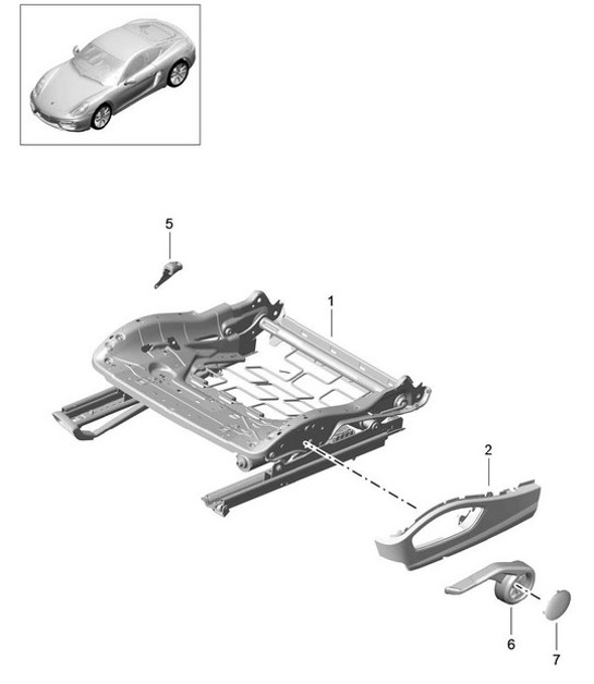 Seat frame / Sports seat Plus  / Accessories  981C Cayman / Cayman S 2014-16
