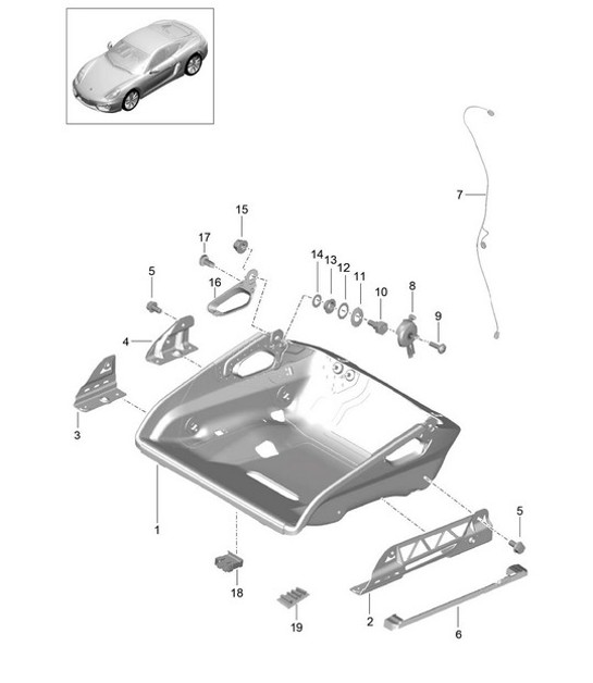 Bucket seat / Collapsible / Seat frame / Accessories 981C Cayman / Cayman S 2014-16