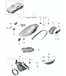Headlights / Additional headlight / Turn signal indicator / side marker light / Turn signal repeater (PR:601) 981C Cayman / Cayman S 2014-16