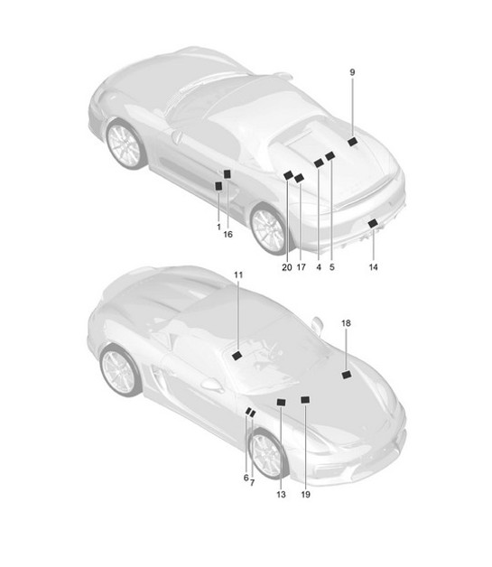 Diagram 001-005 Porsche Cayman 718C (982C) 2017>> Accessories & others 