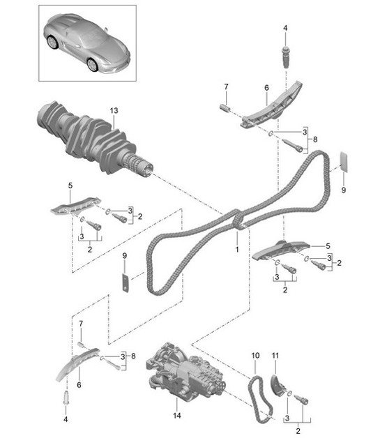 Diagram 103-015 Porsche Boxster 986/987/981（1997 年 - 2016 年） 引擎