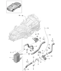 Handgeschakelde versnellingsbak / Warmtewisselaar / Olieleiding / Waterleiding (Model: G8120) 981.SP Boxster Spyder 2016