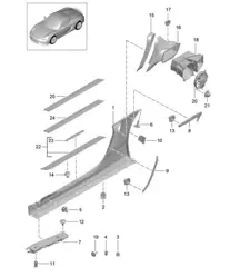 Rivestimento longherone e ventilazione/vano motore 981.SP Boxster Spyder 2016