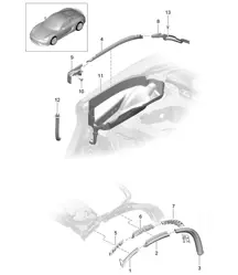 Convertible top / Seal / Water drip pan 981.SP Boxster Spyder 2016