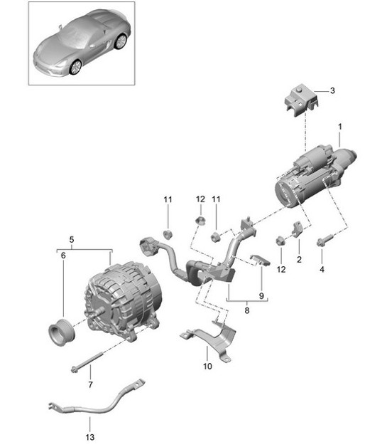 Diagram 902-005 Porsche Panamera S V8 4.8L Materiale elettrico