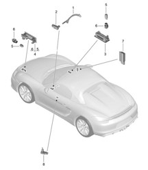 Innenbeleuchtung / Türwarnleuchte / Fußraumleuchte / Gepäckraumleuchte / Handschuhfachleuchte / Licht / Außenspiegel 981.SP Boxster Spyder 2016