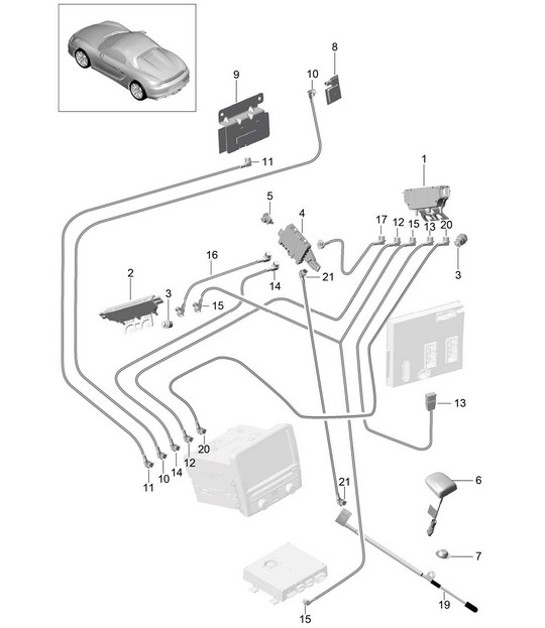 Diagram 911-002 Porsche Boxster 986/987/981 (1997-2016) Electrical equipment