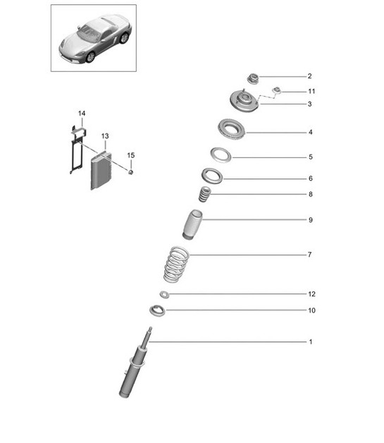 Diagram 402-000 Porsche Cayman 987C/981C (2005-2016) Assale anteriore, sterzo 