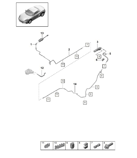 Diagram 702-100 Porsche Cayenne Turbo 4.5L 2003>> Hand Lever System, Pedal Cluster 