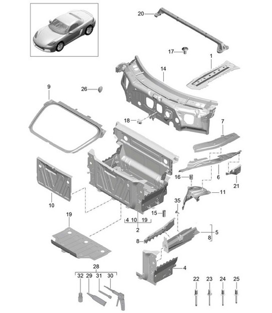Diagram 801-010 Porsche Cayman S 3.4L 987C 2005-08 Body