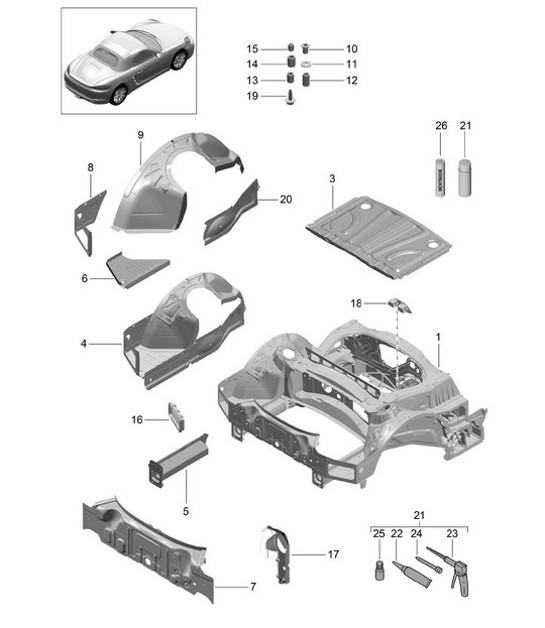 Diagram 801-035 Porsche Cayman S 3.4L 987C 2005-08 Carrozzeria