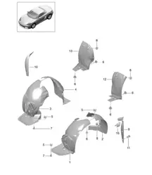 Linings / Wheel housing 718 (982) Boxster 2017>>