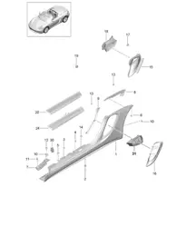 Side member trim and Ventilation / Engine compartment 718 (982) Boxster 2017>>
