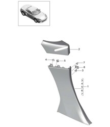 Revestimiento lateral / pilar B 718 (982) Boxster 2017&gt;&gt;
